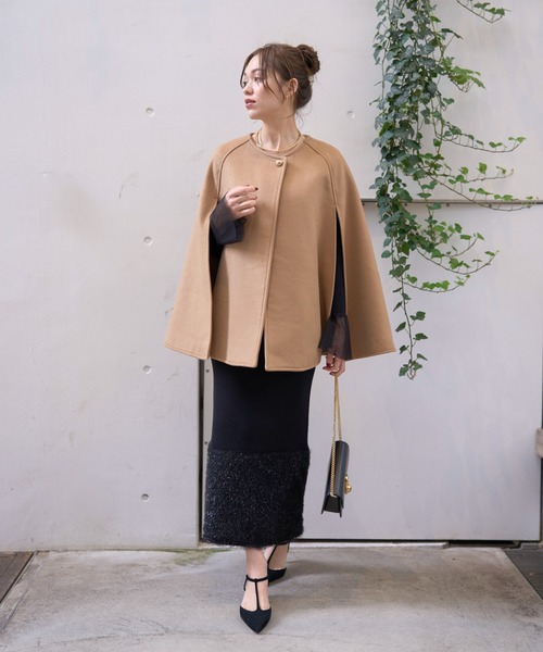 SHIPS ニットポンチョ アルパカ レッキスファー アウター ジャケット