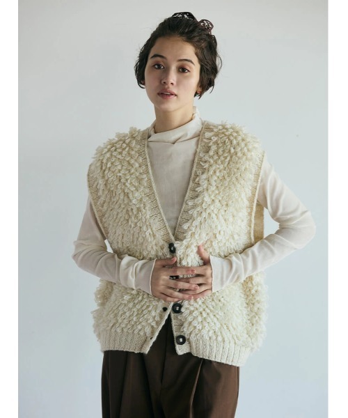 ベスト ジレ Loop yarn knit vest レディース