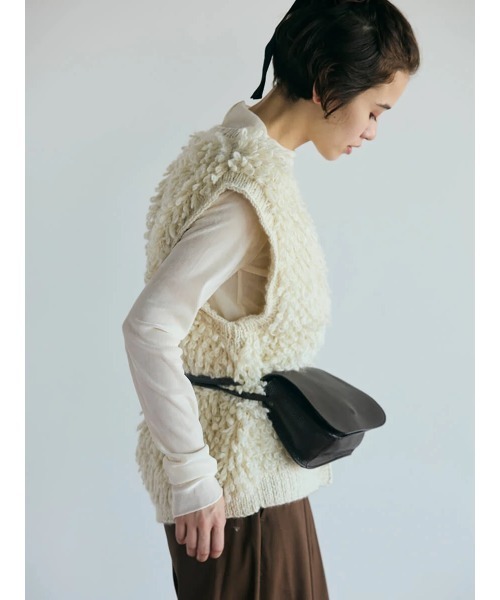 FIKA ニットベスト ジレ FIKA. ベスト ジレ Loop yarn knit vest レディース : ZOZOTOWN