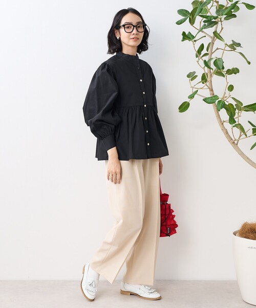 バルーンブラウス FREAK'S STORE ブラウス シャツ 金釦 バルーンブラウス