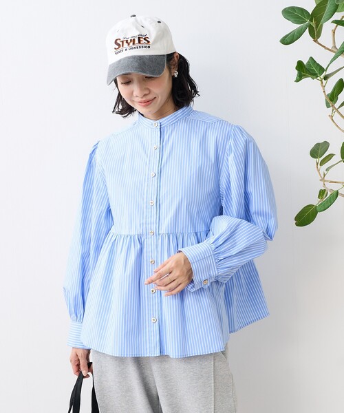 バルーンブラウス FREAK'S STORE ブラウス シャツ 金釦 バルーンブラウス