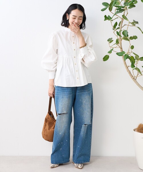 FREAK'S STORE ブラウス シャツ 金釦 バルーンブラウス