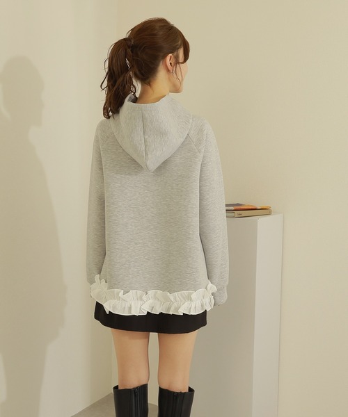 トレーナー スウェット a line frill hoodie /Aライン フード付き 裾 