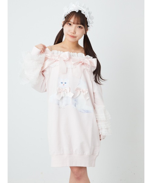 Ank Rouge tシャツ ネコちゃんオフショルプルオーバー