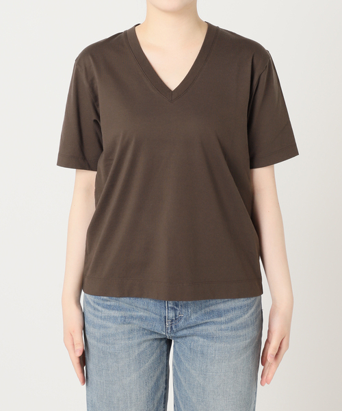 〈FRAMeWORK 〉LOEFF 別注スビン天竺VネックTシャツ/ネイビー FRAMeWORK｜≪追加≫LOEFF/ロエフ 別注スビン天竺VネックTシャツ