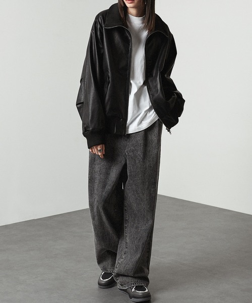 bow.a ジップアップジャケット　ブラック Alfred Alex」 ジップアップブルゾン M ブラック メンズ : ZOZOTOWN