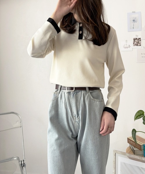 Dewlily ブラウス シャツ ゆるめシルエットで華奢見えを叶える。 襟