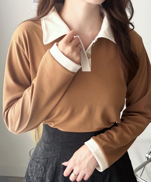 Dewlily ブラウス シャツ ゆるめシルエットで華奢見えを叶える。 襟