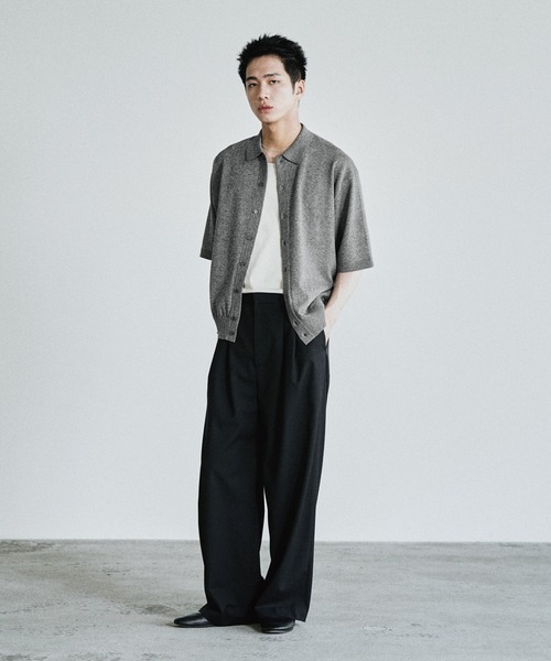 WYM LIDNM シャツ 半袖 T/C BASIC HALF SLEEVE KNIT SHIRT メンズ
