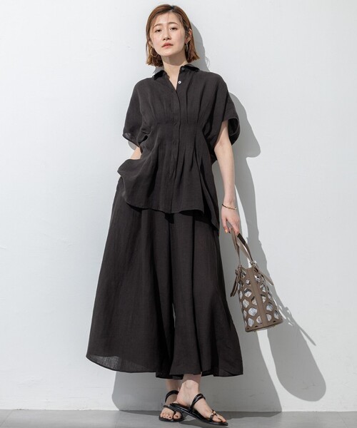 極美品 23区*2025* LIBECOリネン ガウチョ パンツ*ワイドパンツ 23区（ニジュウサンク） ワイドパンツ パンツ 「洗える」LIBECOリネン