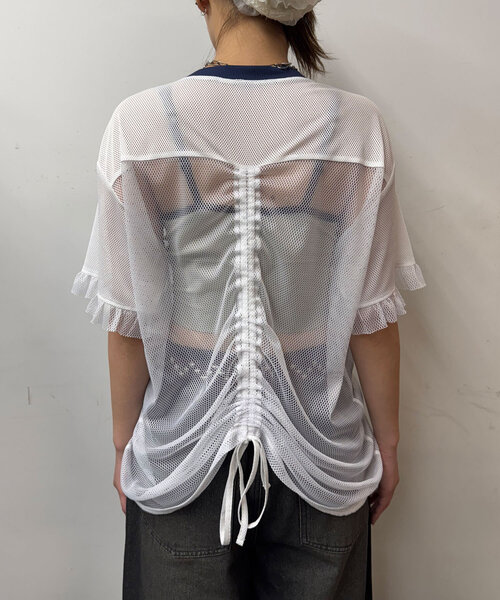 tシャツ メッシュナンバリングシャーリングTee レディース CIAOPANIC tシャツ メッシュナンバリングシャーリングTee