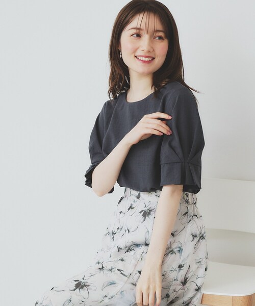 ダークブルー パフスリーブ ブラウス 楽天市場】パフスリーブ ブラウス（カラーブルー）（トップス