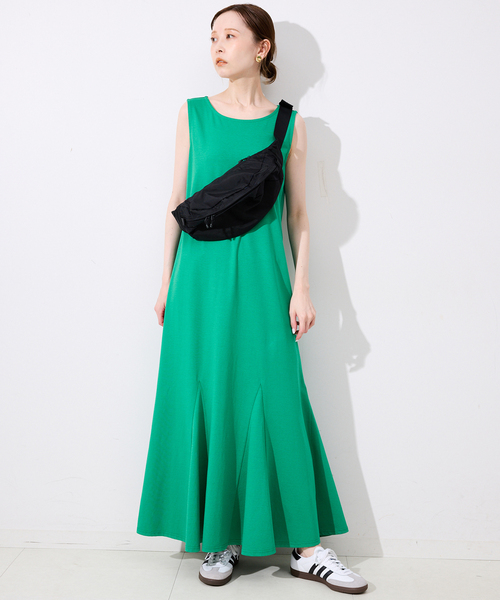 ベルベットカットアウトストラップレスペプラムマキシワンピース SLOBE IENA ワンピース 「UVカット/防しわ/接触冷感」ペプラム
