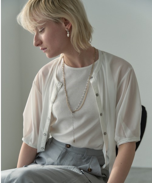 カーディガン Luxe tulle cardigan  リュクスチュールカーディガン レディース Muel Chic カーディガン Luxe tulle cardigan リュクスチュール