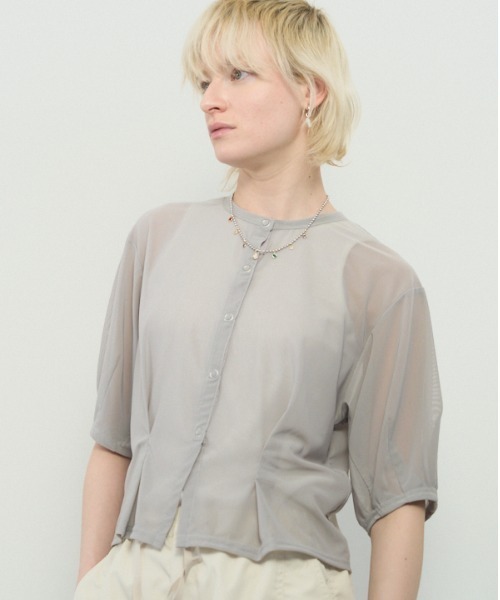 Muel Chic（ミュエルシック） カーディガン 半袖 Luxe tulle cardigan