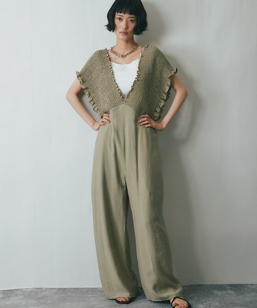 【未使用品】オリーブグリーン Vネック オールインワン Vネックオールインワン|allureville OFFICIAL SITE / ONLINE