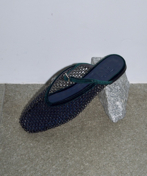 【未使用】LE TALON ビジューシューズ Le Talon GRISE シューズ GRISEビジューネットミュール