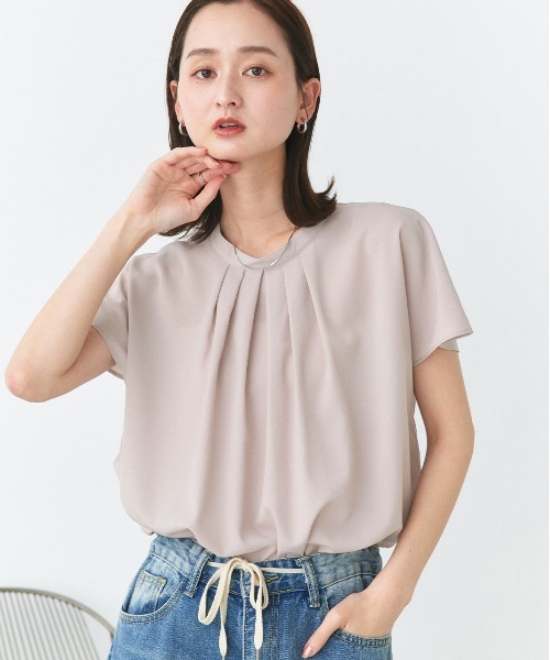 ad thie ブラウス シャツ ジョーゼット フロントタック フレンチ