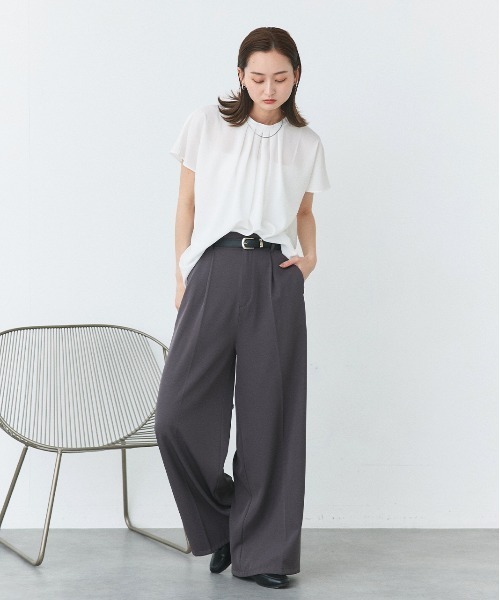 ad thie ブラウス シャツ ジョーゼット フロントタック フレンチ
