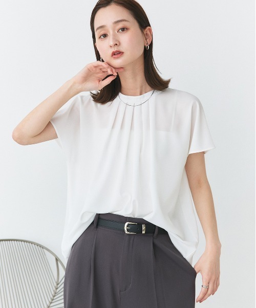 ad thie ブラウス シャツ ジョーゼット フロントタック フレンチ