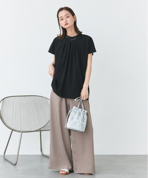 ad thie ブラウス シャツ ジョーゼット フロントタック フレンチ