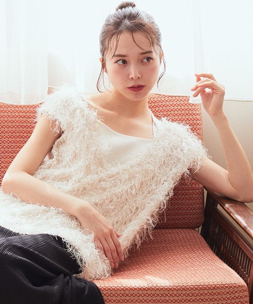 ベスト ジレ ふさふさベスト レディース