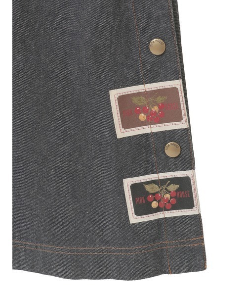 PINK HOUSE刺繍入りダークデニムジャケット、スカート M セール】 雛菊とさくらんぼ刺繍入りデニムブルゾン （ブルゾン