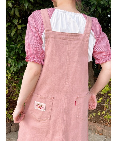 PINK HOUSE ジャンパースカート チェリー刺繍使いデニム
