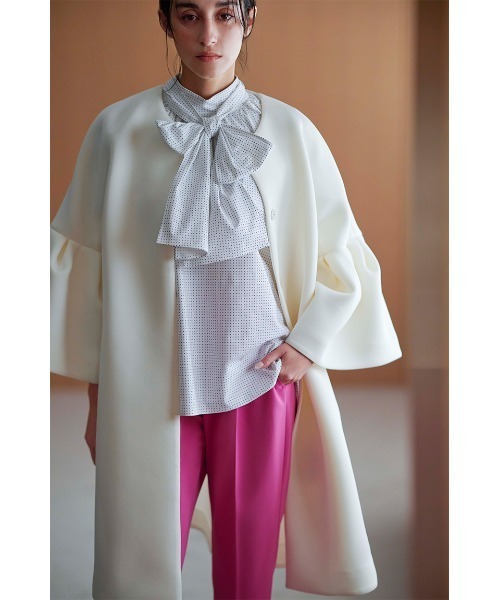 新品タグ付✨セルフォード　ベルスリーブ　バルーンノーカラーコート　ピンク CELFORD（セルフォード） ノーカラーコート FREE ピンク レディース