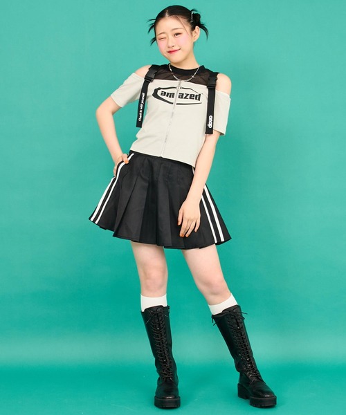 ANAP GiRL（アナップガール） tシャツ ベルト デザイン 肩あき ジップ