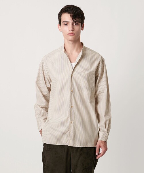 UNITED ARROWS シャツ カリビアーナミルズ ポプリン バンドカラー