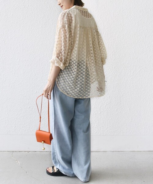 アナトリエ☆フラワーチュール刺繍ブラウス SHIPS（シップス） ブラウス シャツ 「手洗い可能」フラワー チュール