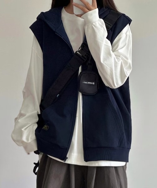 ベスト ジレ フード付きスウェットベスト レディース : ZOZOTOWN Yahoo