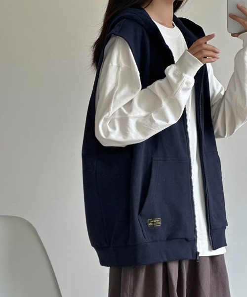 ベスト ジレ フード付きスウェットベスト レディース : ZOZOTOWN Yahoo