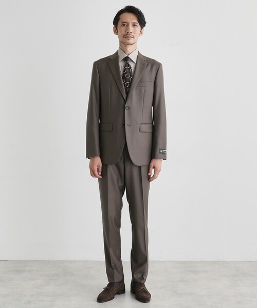 【美品】タケオキクチ×ドーメル・セットアップスーツ・グレージュ・無地・M〜L TAKEO KIKUCHI（タケオキクチ） セットアップ ドーメル サージ スーツ