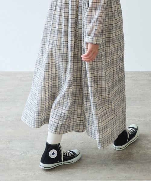 bulle de savon（ビュルデサボン） ワンピース ちぢみcheck ワンピース