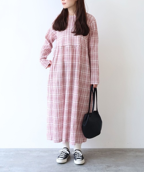 bulle de savon（ビュルデサボン） ワンピース ちぢみcheck ワンピース