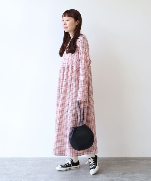 bulle de savon（ビュルデサボン） ワンピース ちぢみcheck ワンピース