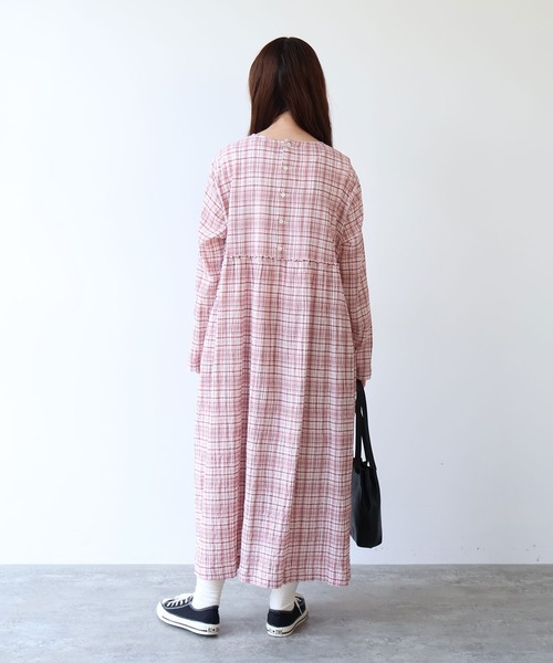 bulle de savon（ビュルデサボン） ワンピース ちぢみcheck ワンピース