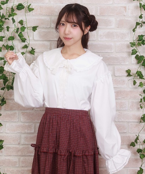 axes femme POETIQUE ブラウス シャツ バブーシュカ付スモック風