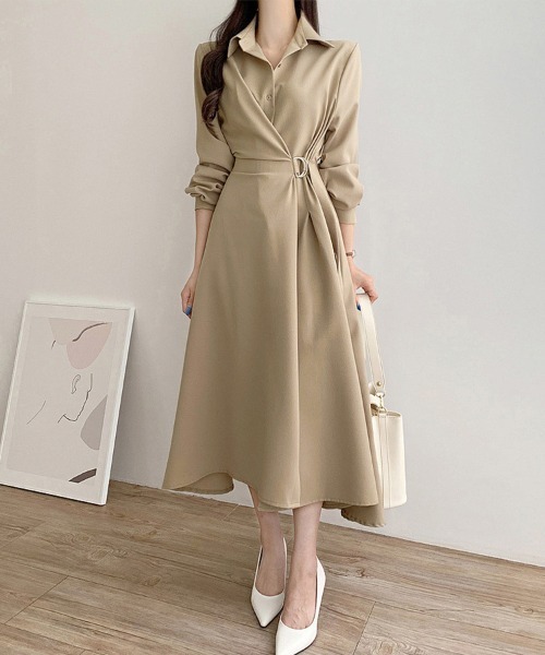 ワンピース ベルト付きAラインラップワンピース | ブランド登録なし | 04