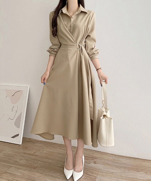 ワンピース ベルト付きAラインラップワンピース | ブランド登録なし | 05