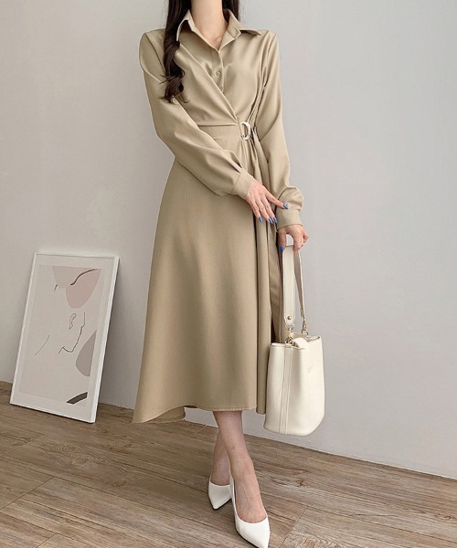 ワンピース ベルト付きAラインラップワンピース | ブランド登録なし | 06