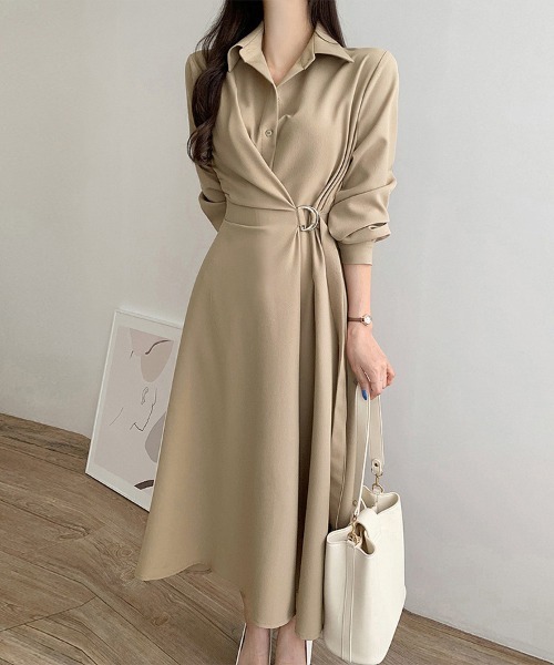 ワンピース ベルト付きAラインラップワンピース | ブランド登録なし | 07