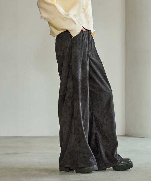 LAKOLE（ラコレ） ワイドパンツ パンツ コーデュロイタックパンツ