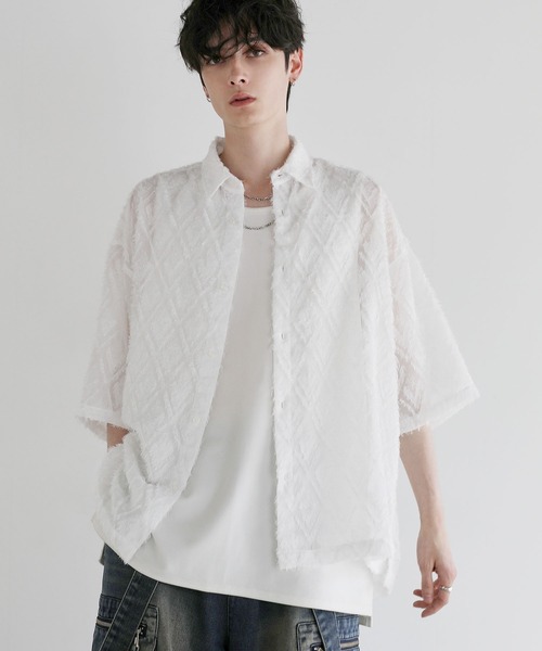 「LILL」 半袖シャツ L ブルーグレー メンズ_画像2