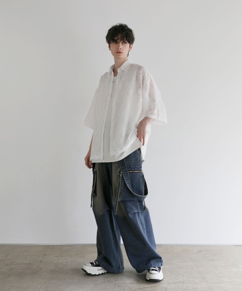 「LILL」 半袖シャツ L ブルーグレー メンズ_画像6