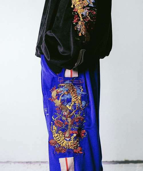 チュウカタヘタイ パンツ タイガートラックパンツ/青 レディース