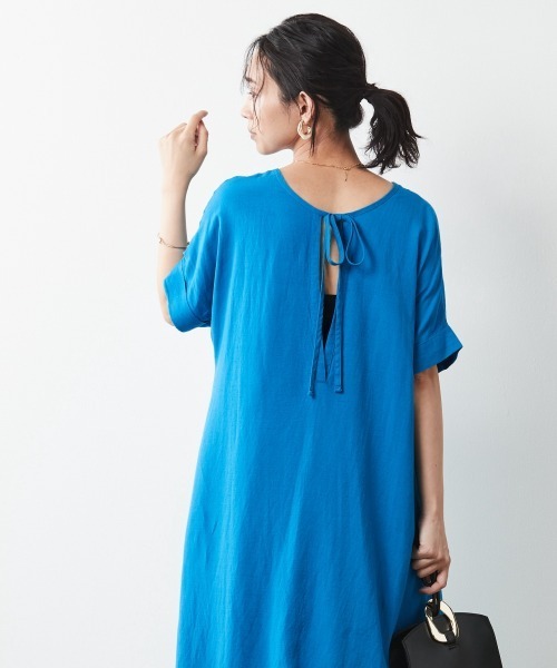 「CHIC STYLE」 半袖ワンピース L ブラック レディース_画像2