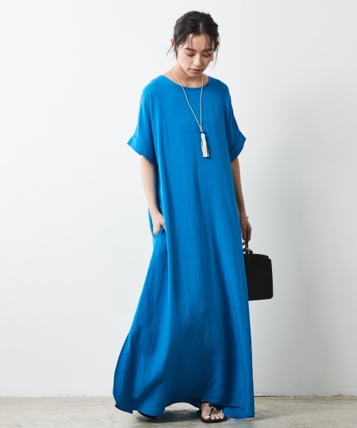 「CHIC STYLE」 半袖ワンピース L ブラック レディース_画像4